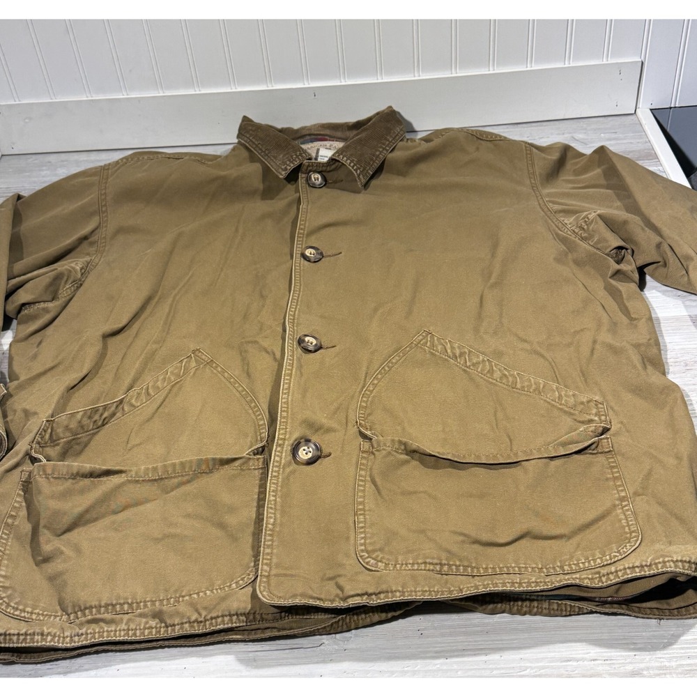 American Eagle Jacket Men XL Khaki Chore Barn Coat Flannel Lined Corduroy Collar - Picture 8 of 11